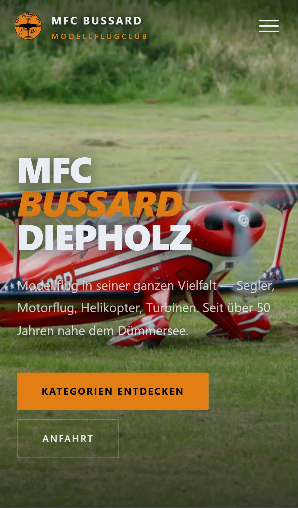 MFC Bussard, Startseite mobil